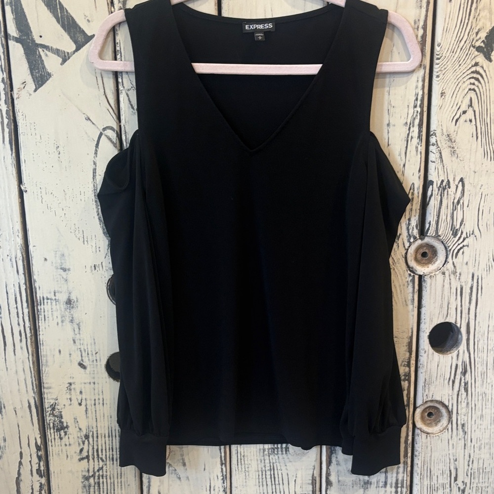 Express Black Cold Shoulder Tank Top